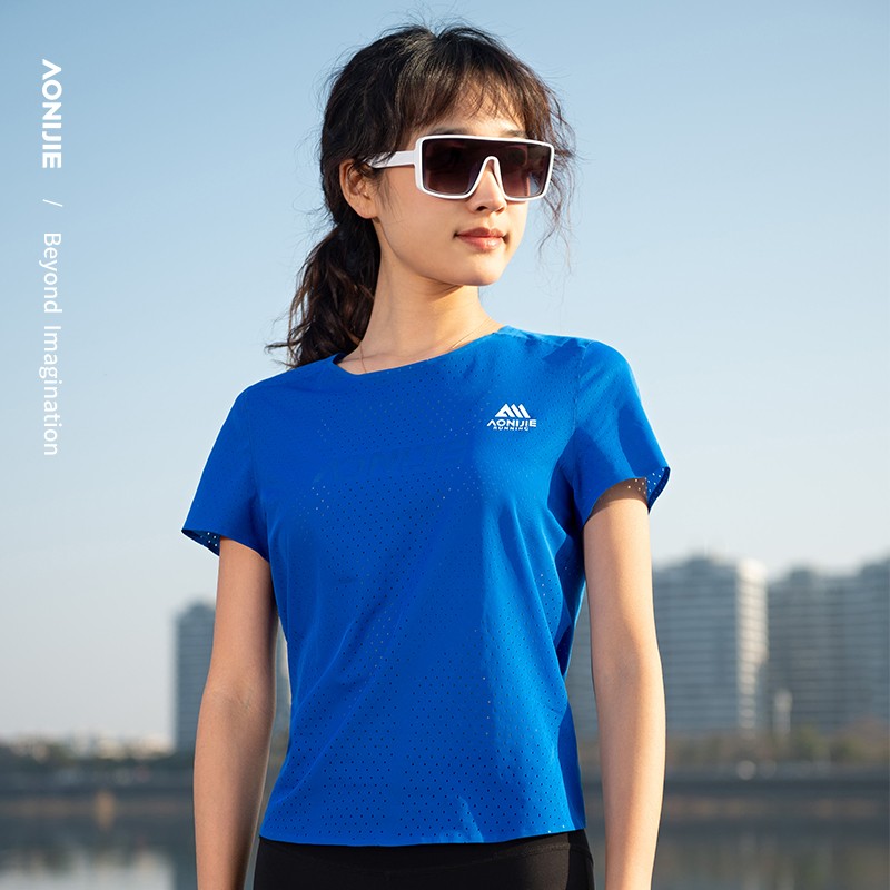 AONIJIE FW6191 Sports T-shirt Quick Drying Women Marathon Running Short Sleeves Outdoor Hiking Breathable Top T-shirts