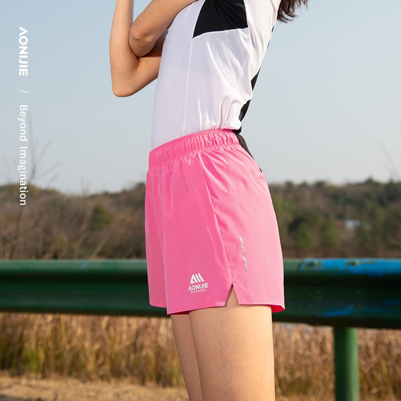 AONIJIE FW6199 Black Pink Sports Women Shorts Quick-drying Outdoor Running Shorts Light Weight Marathon Racing Hiking Pants