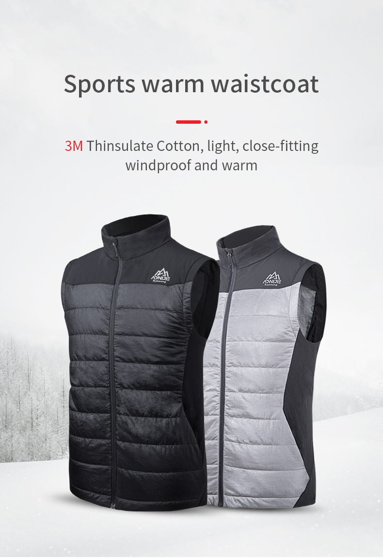 AONIJIE F5107 Outdoor Warm Vest Lightweight Breathable Sports Vest Clothes  Thinsulate Cotton Thermal Vest Men Black Casual Vests