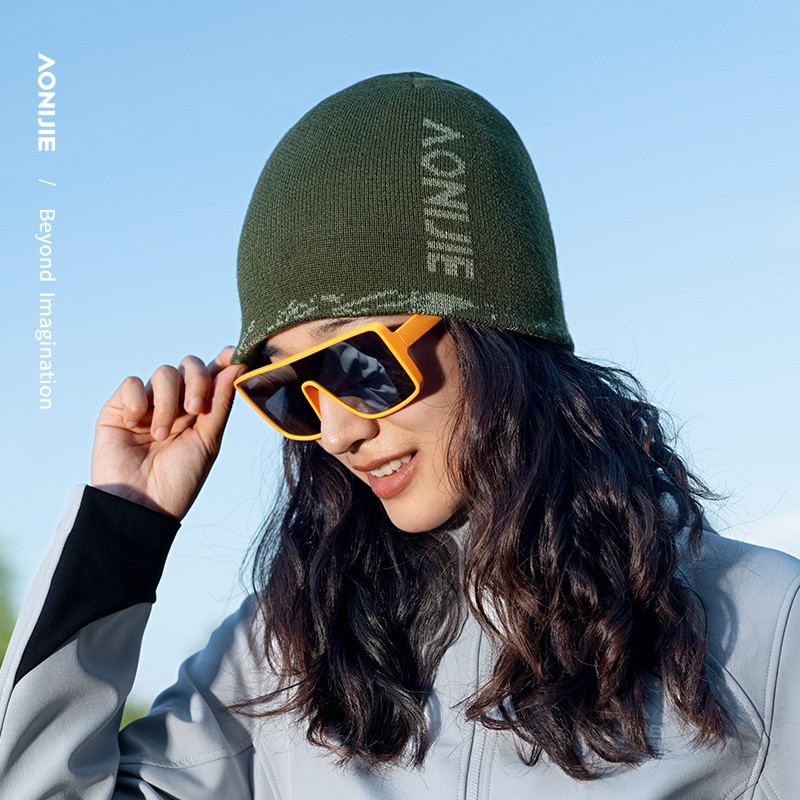 AONIJIE M-41 Autumn Winter Double-layer Camouflage Wool Cap Sports Windproof Soft Warm Knitted Hat for Running Cycling Climbing