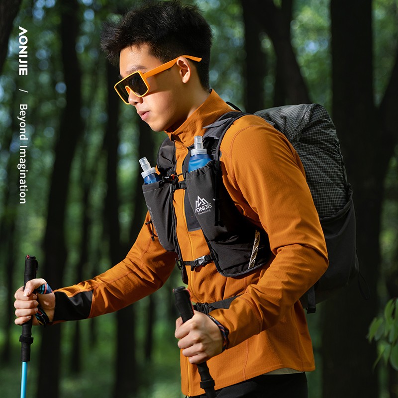 AONIJIE FM5206 Autumn Winter Sports Jacket Men Outdoor Running Windproof Warm Clothes Climbing Hiking Stand Up Collar Top Jackets