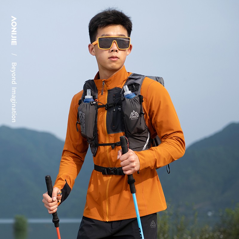 AONIJIE FM5206 Autumn Winter Sports Jacket Men Outdoor Running Windproof Warm Clothes Climbing Hiking Stand Up Collar Top Jackets