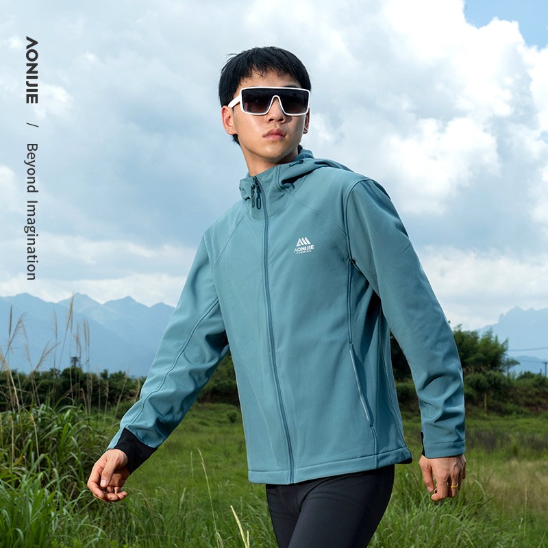 AONIJIE FM5208 Men Windproof Soft Jacket Sports Male Clothes Autumn Winter Outdoor Running Hiking Warm Hooded Jackets