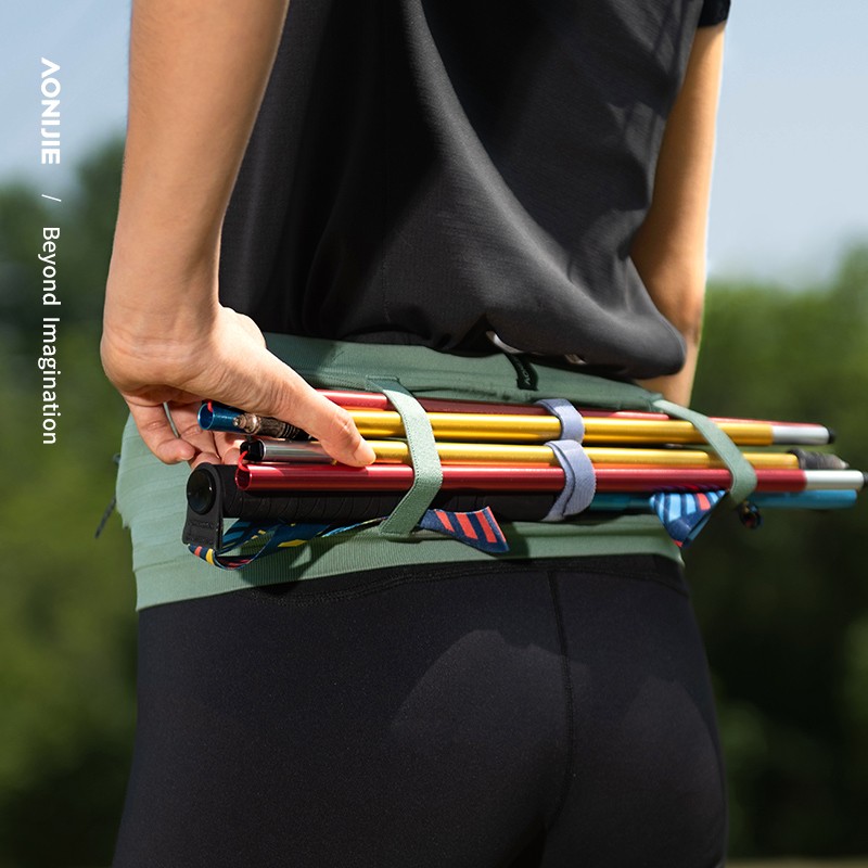 AONIJIE W8116 Outdoor Light Green Waist Belt Bag Light Weight Elastic Phone Holder Fanny Pack for Sports Running Marathon Hiking