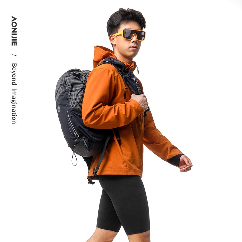 AONIJIE FM5207 Outdoor Men Windproof Jacket Autumn Winter Sports Windproof Hiking Clothes with Hooded Male Running Top Jackets