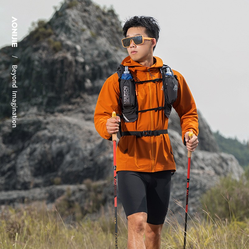 AONIJIE FM5207 Outdoor Men Windproof Jacket Autumn Winter Sports Windproof Hiking Clothes with Hooded Male Running Top Jackets