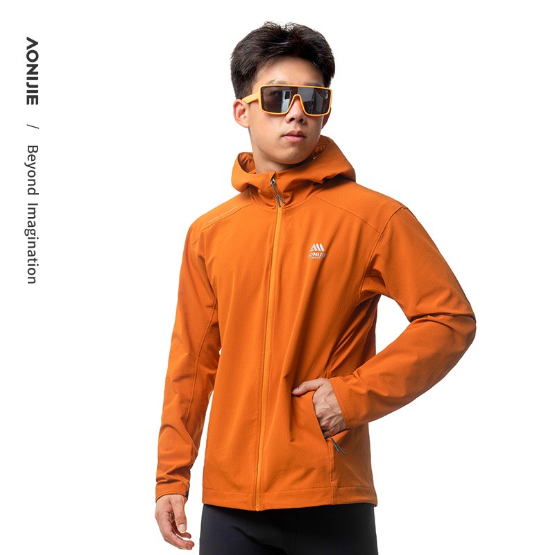 AONIJIE FM5207 Outdoor Men Windproof Jacket Autumn Winter Sports Windproof Hiking Clothes with Hooded Male Running Top Jackets