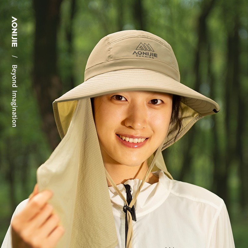 AONIJIE E4627 Outdoor Summer Long Brim Shawl Hat Sport Running UPF 50+ Sun Protection Cap Detachable for Desert Hiking Walking