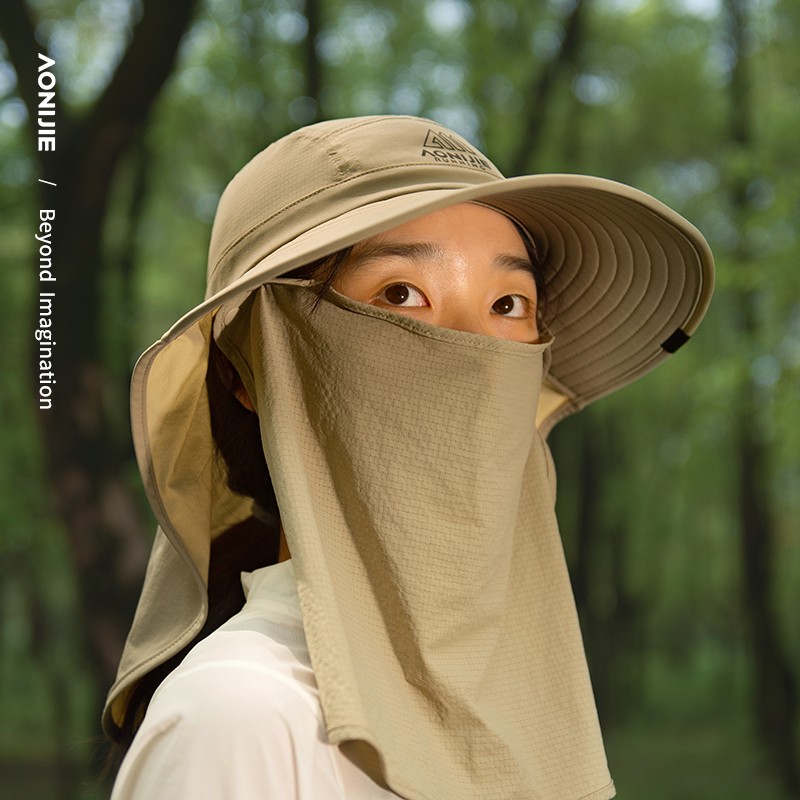 AONIJIE E4627 Outdoor Summer Long Brim Shawl Hat Sport Running UPF 50+ Sun Protection Cap Detachable for Desert Hiking Walking