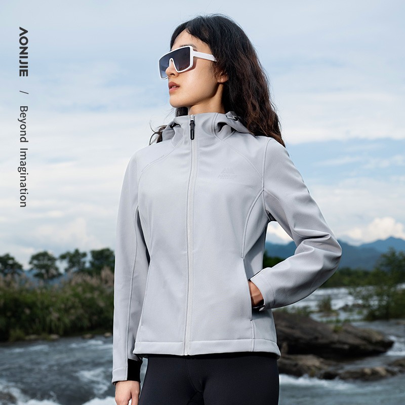 AONIJIE FW6208 Soft Warm Female Sports Running Jackets Waterproof Outdoor Autumn Winter Windproof Hiking Jacket with Hooded