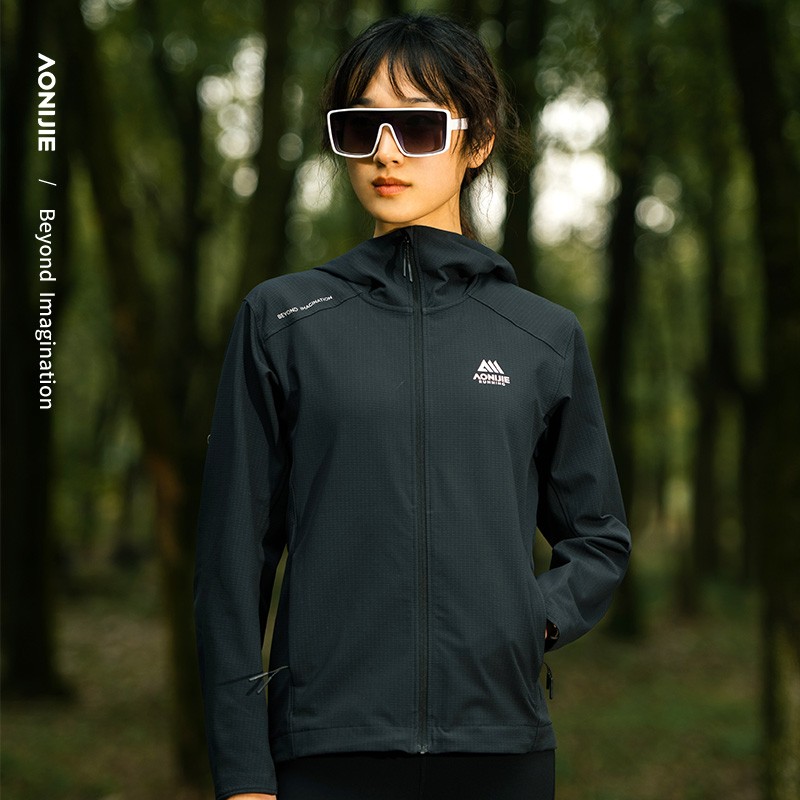 AONIJIE FW6207 Sports Hooded Jacket Black Green Women Windproof Waterproof Clothes Outdoor Jacket Hiking Running Warm Top