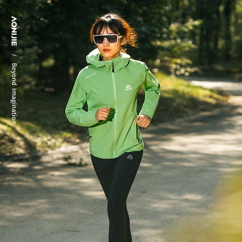 AONIJIE FW6207 Sports Hooded Jacket Black Green Women Windproof Waterproof Clothes Outdoor Jacket Hiking Running Warm Top