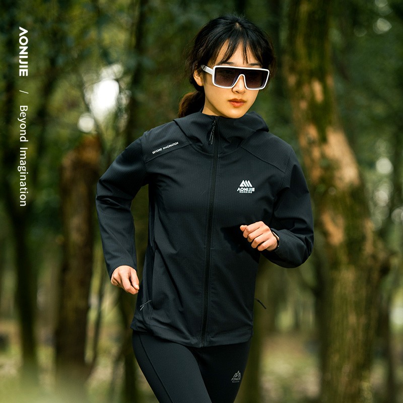 AONIJIE FW6207 Sports Hooded Jacket Black Green Women Windproof Waterproof Clothes Outdoor Jacket Hiking Running Warm Top