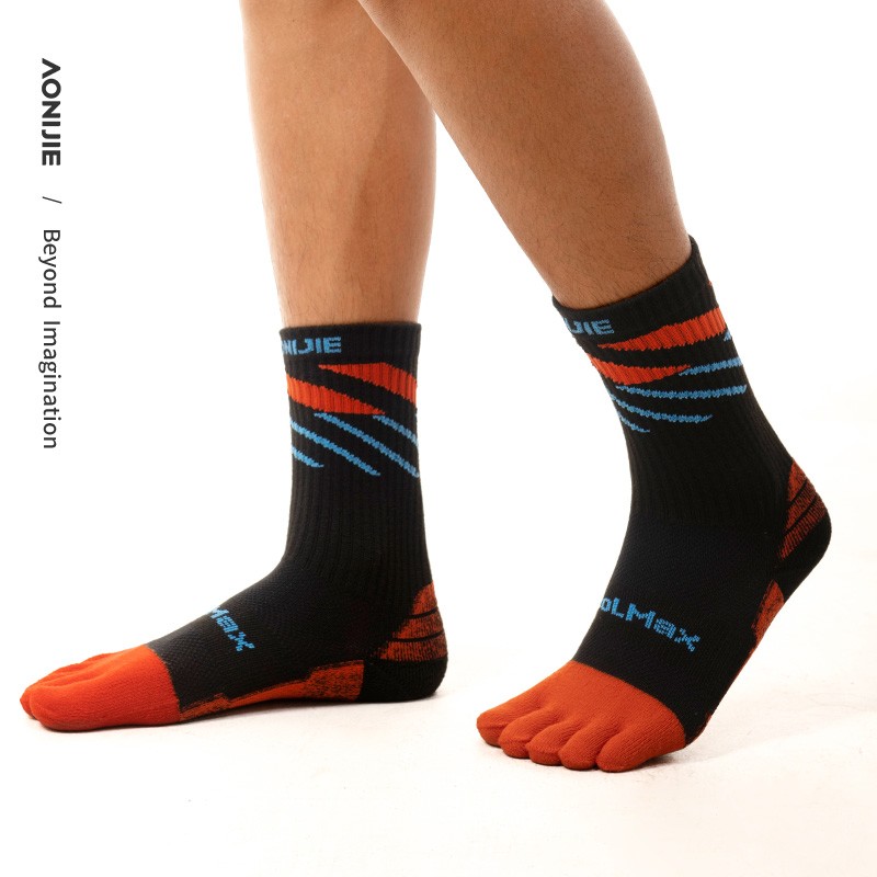 AONIJIE E4846 Sports Long Tube Five Finger Socks Professional Off-road Running Socks Marathon Hiking Speed Dry Split Toe Socks