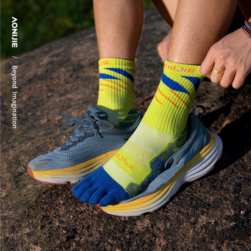 AONIJIE E4846 Sports Long Tube Five Finger Socks Professional Off-road Running Socks Marathon Hiking Speed Dry Split Toe Socks