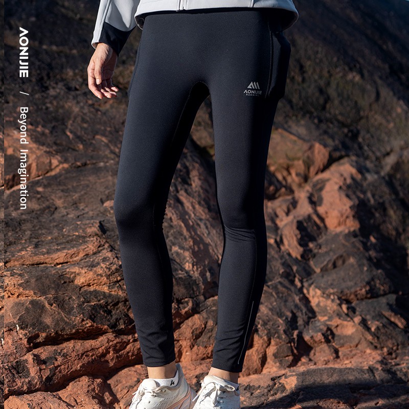 AONIJIE FW6211 Sports Tight Pants Women Autumn Winter Plush Outdoor Training Fitness Pants Leggings Running Tight Pants