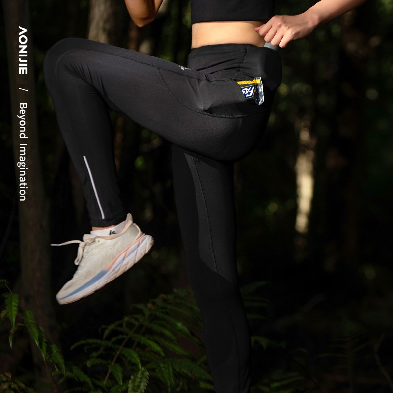 AONIJIE FW6211 Sports Tight Pants Women Autumn Winter Plush Outdoor Training Fitness Pants Leggings Running Tight Pants