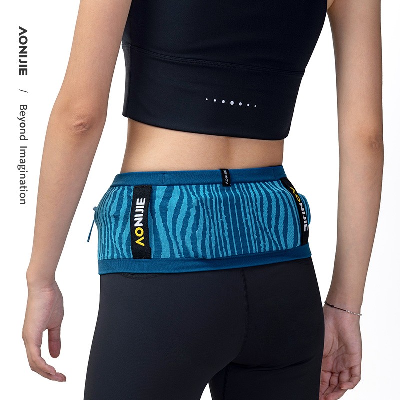 AONIJIE W8135 Stripe Pattern Sports Waist Bag Off road Running Large Capacity Waist Pack Unisex Outdoor Storage Belt Fanny Pack